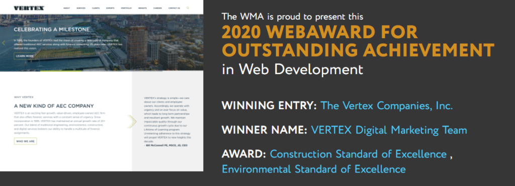 Vertex Wins 2020 WebAward