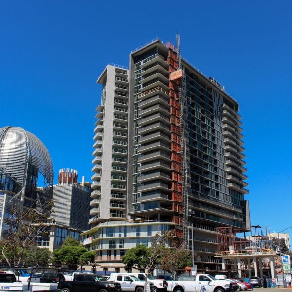 K1 Apartments tower under construction in east village San Diego