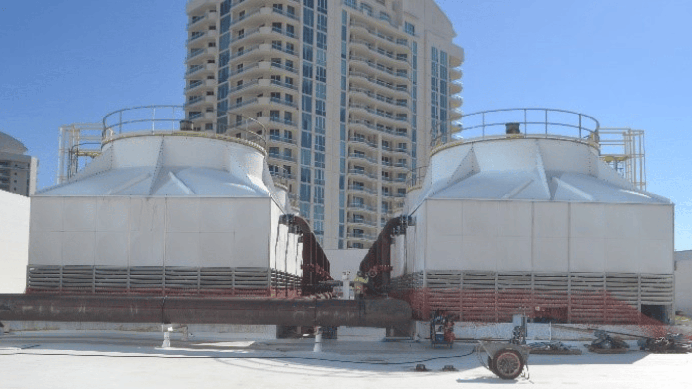 cooling towers in city