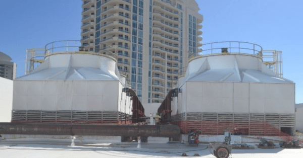 cooling towers in city