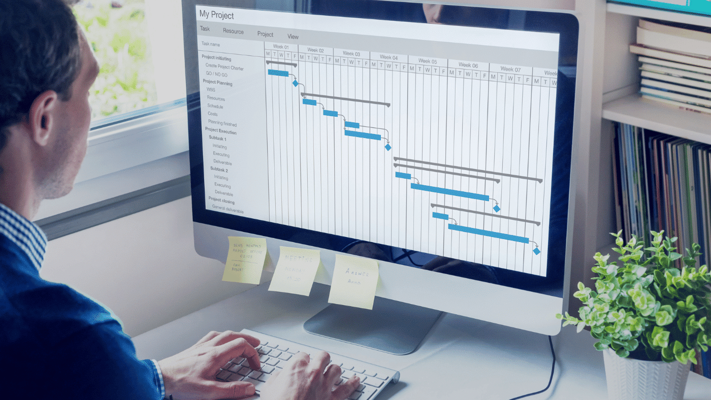 monitor with project schedule