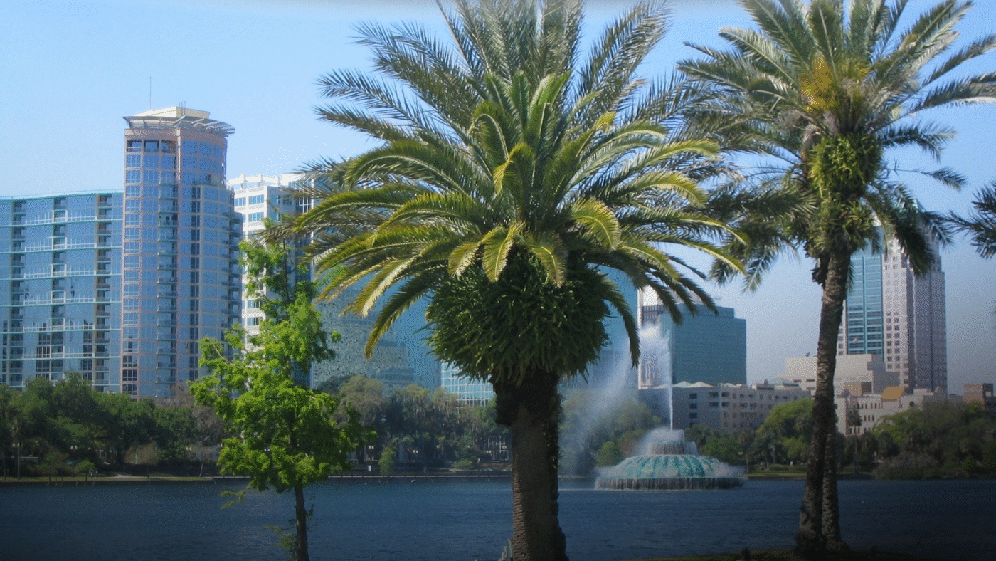 Orlando, Florida. palm tree hotel fountain vertex