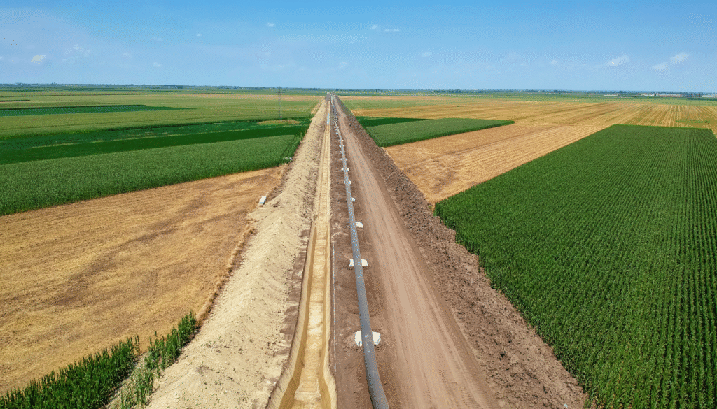 Aerial View of a Rural Pipeline Site