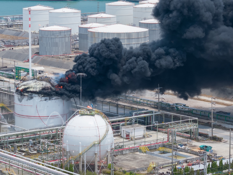 Massive Chemical Plant Fire – Exploding Storage Tank at Oil Refinery