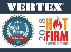 VERTEX Awarded 2018 Hot Firm and Best Firms to Work For by Zweig Group