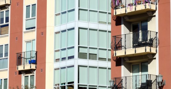 Exterior balconies in Little Italy, San Diego
