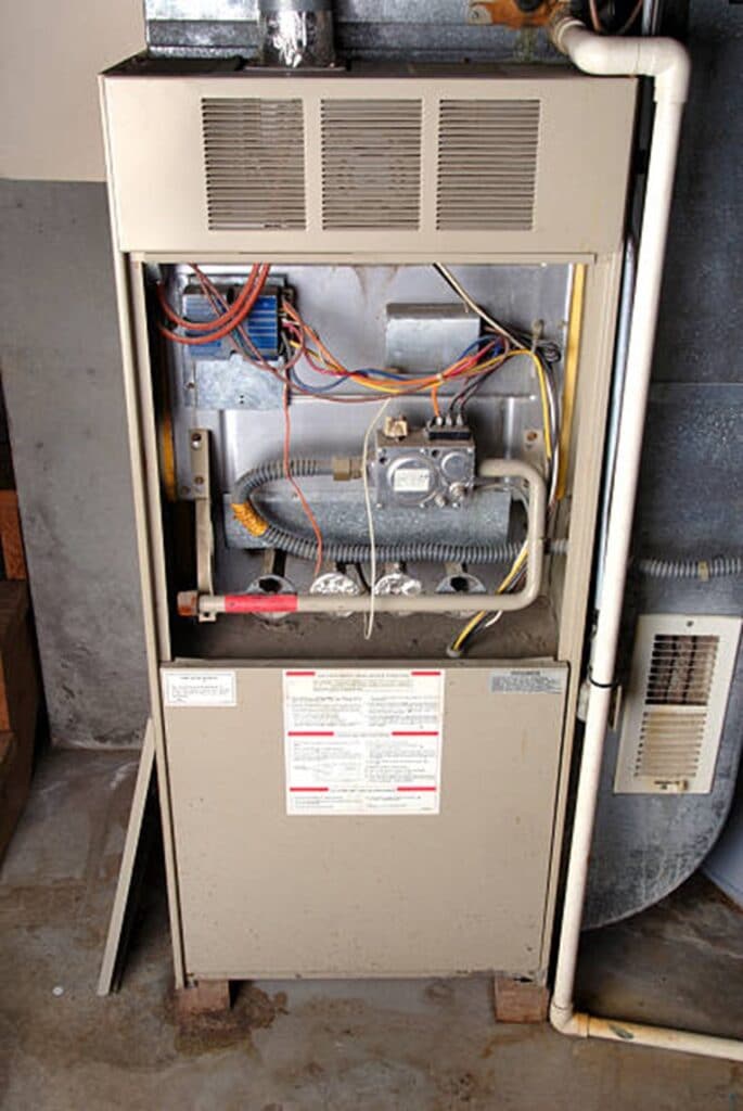 open heating system showing conduct, wiring and control system