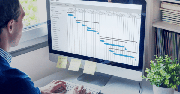 monitor with project schedule
